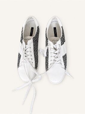 Tommy Hilfiger White Sneakers with Black Floral Panels